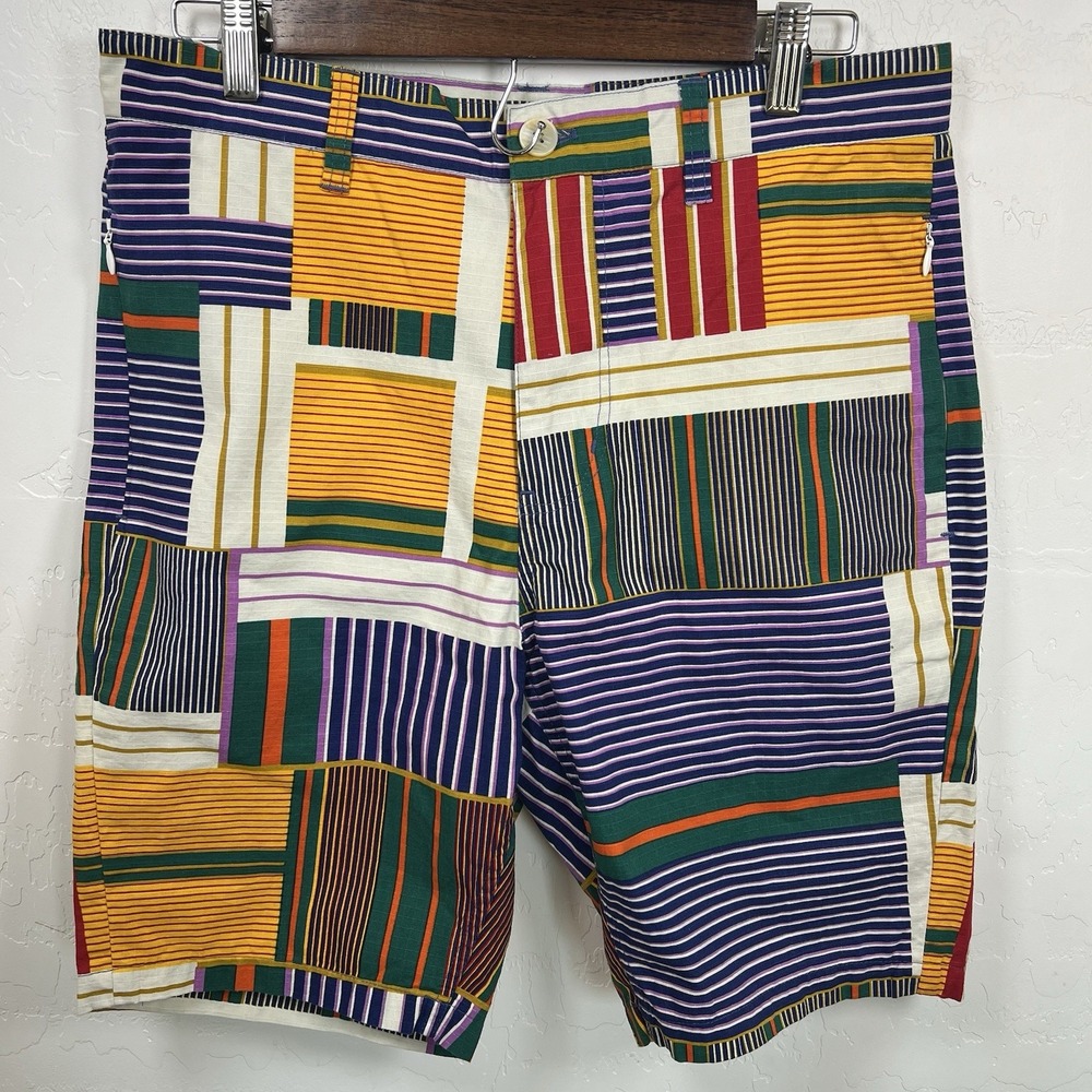 LRG Lifted Research Group Mens 30 Patchwork Striped Multicolor Shorts